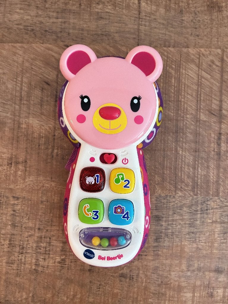 Vtech roze Bel Beertje met licht en geluid in PRIMA staat., Kinderen en Baby's, Speelgoed | Vtech, Ophalen of Verzenden, Gebruikt