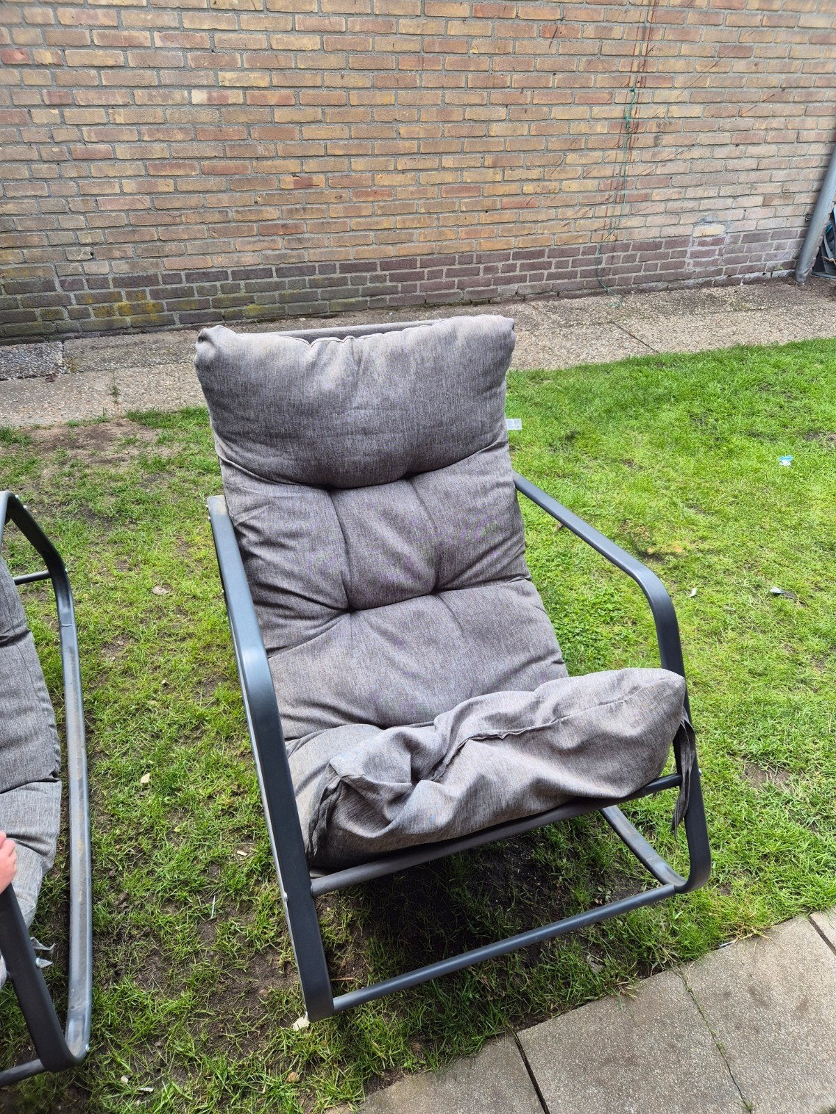 Schommelstoel diep 2x, Tuin en Terras, Tuinstoelen, Ophalen, Zo goed als nieuw, Metaal