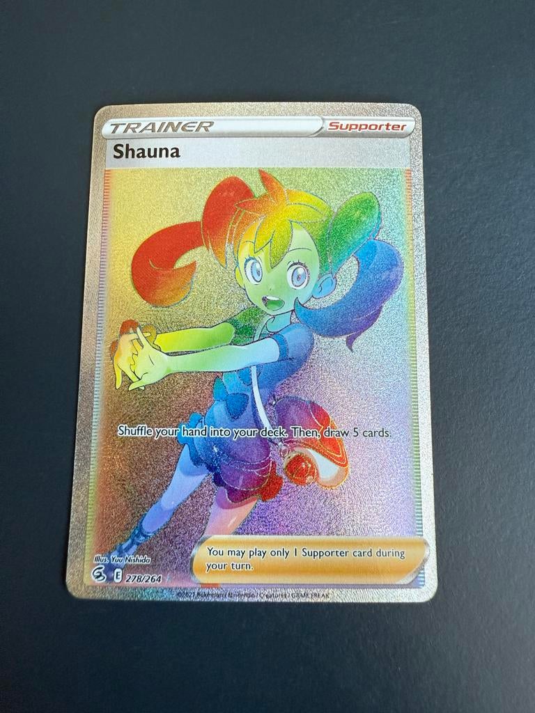Pokémon Kaart Shauna 278/264 Fusion Strike Full Art, Ophalen of Verzenden, Zo goed als nieuw, Losse kaart, Foil