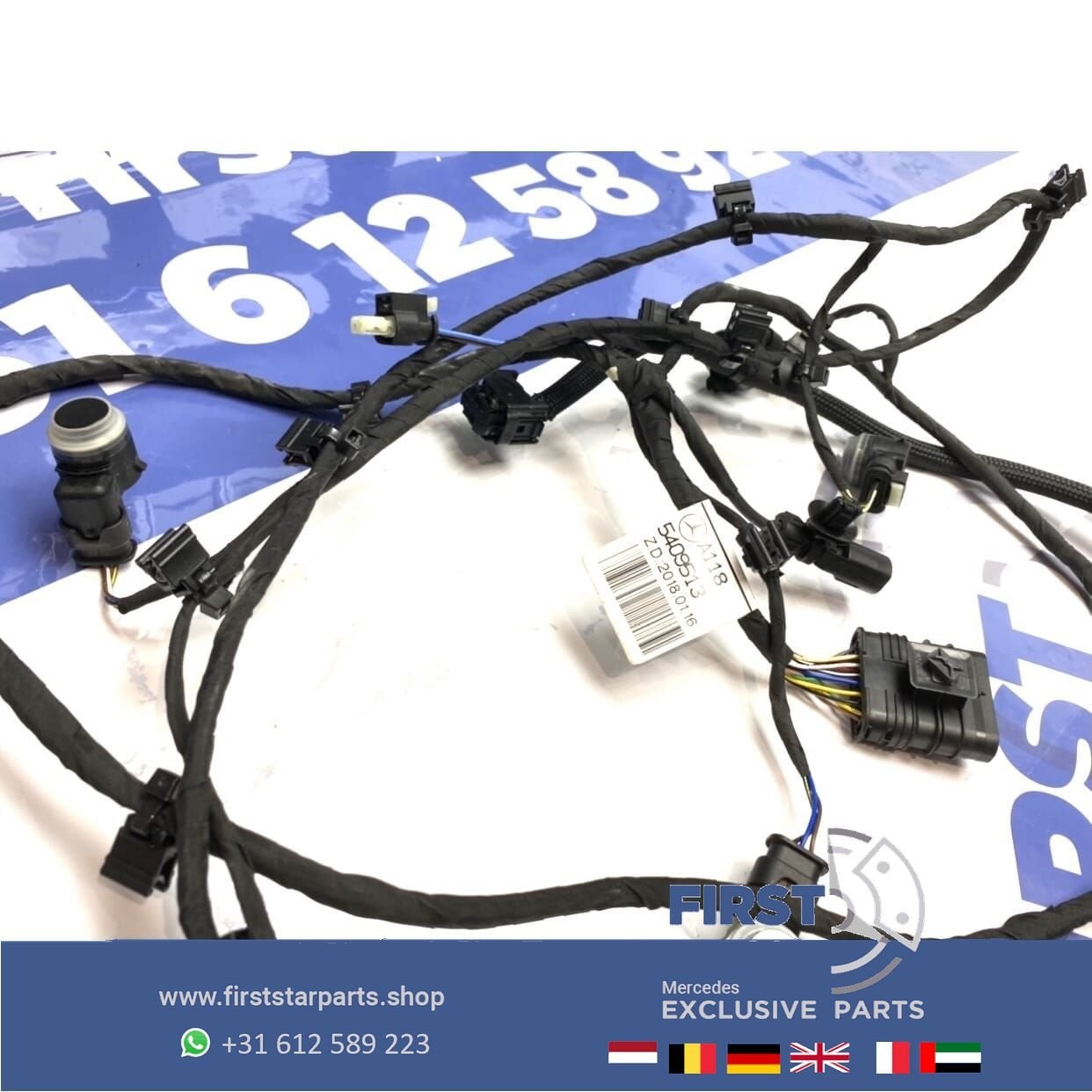 W118 CLA AMG PDC kabel + 6x sensoren set Mercedes voorbumper, Gebruikt, -, Ophalen of Verzenden, -