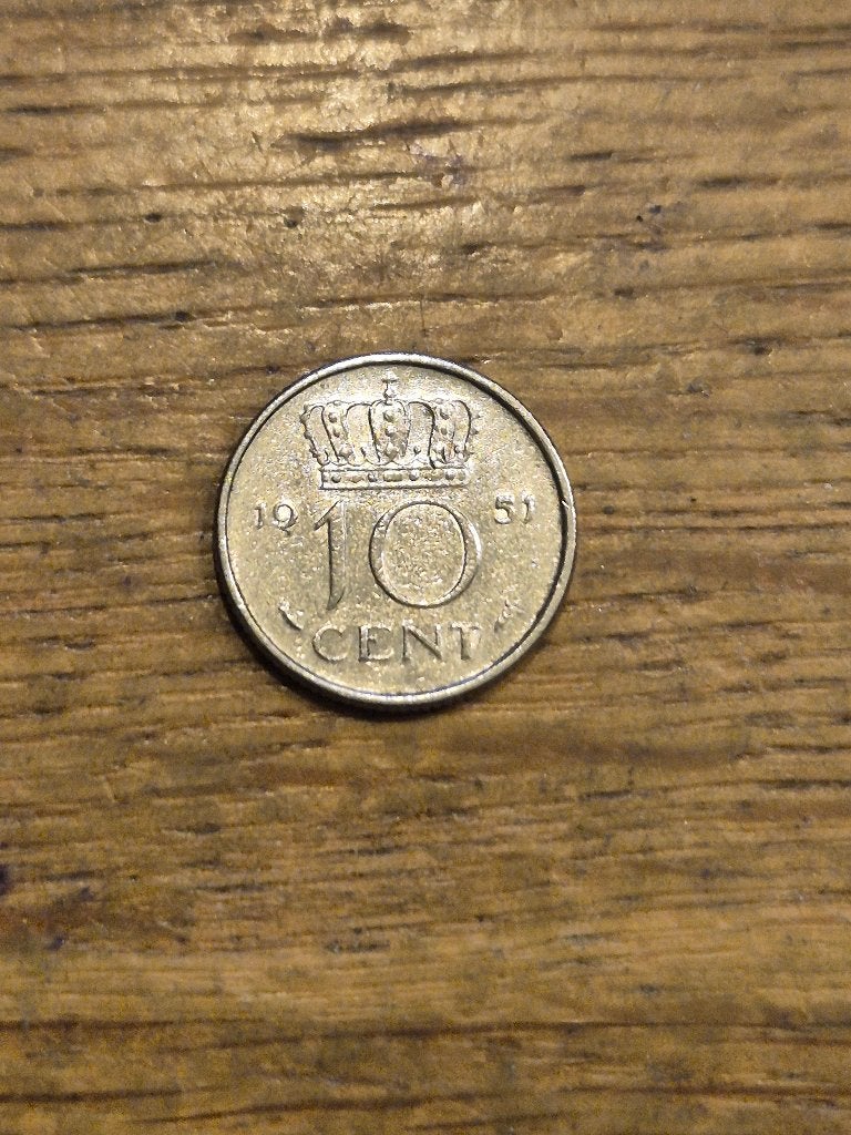 Nederland - 10 Cent 1951, Verzenden, Koningin Juliana, 10 cent, Losse munt