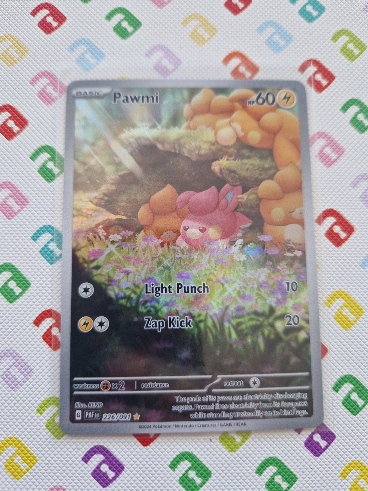 Pawmi Pokémon Kaart PAF 226/091, Ophalen of Verzenden, Zo goed als nieuw, Losse kaart