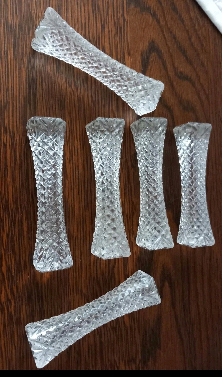Messenleggers Wilhelmina kristal antiek 6 stuks, Ophalen of Verzenden