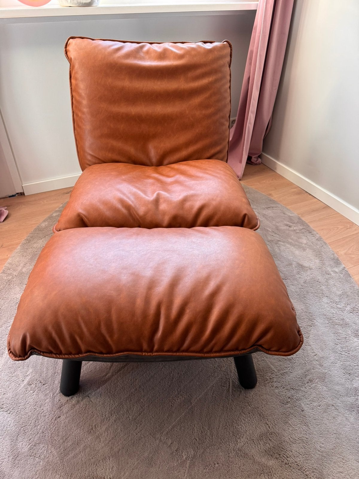 ZUIVER LAZY SACK LOUNGE CHAIR + HOCKER, Huis en Inrichting, Fauteuils, Ophalen, Zo goed als nieuw