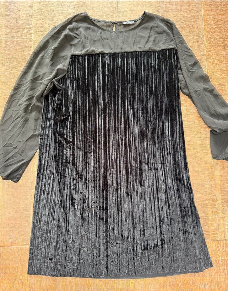 Didi XXL Jurk met Doorzichtige Mouwen, Verzenden, Zwart, Maat 46/48 (XL) of groter, Knielengte