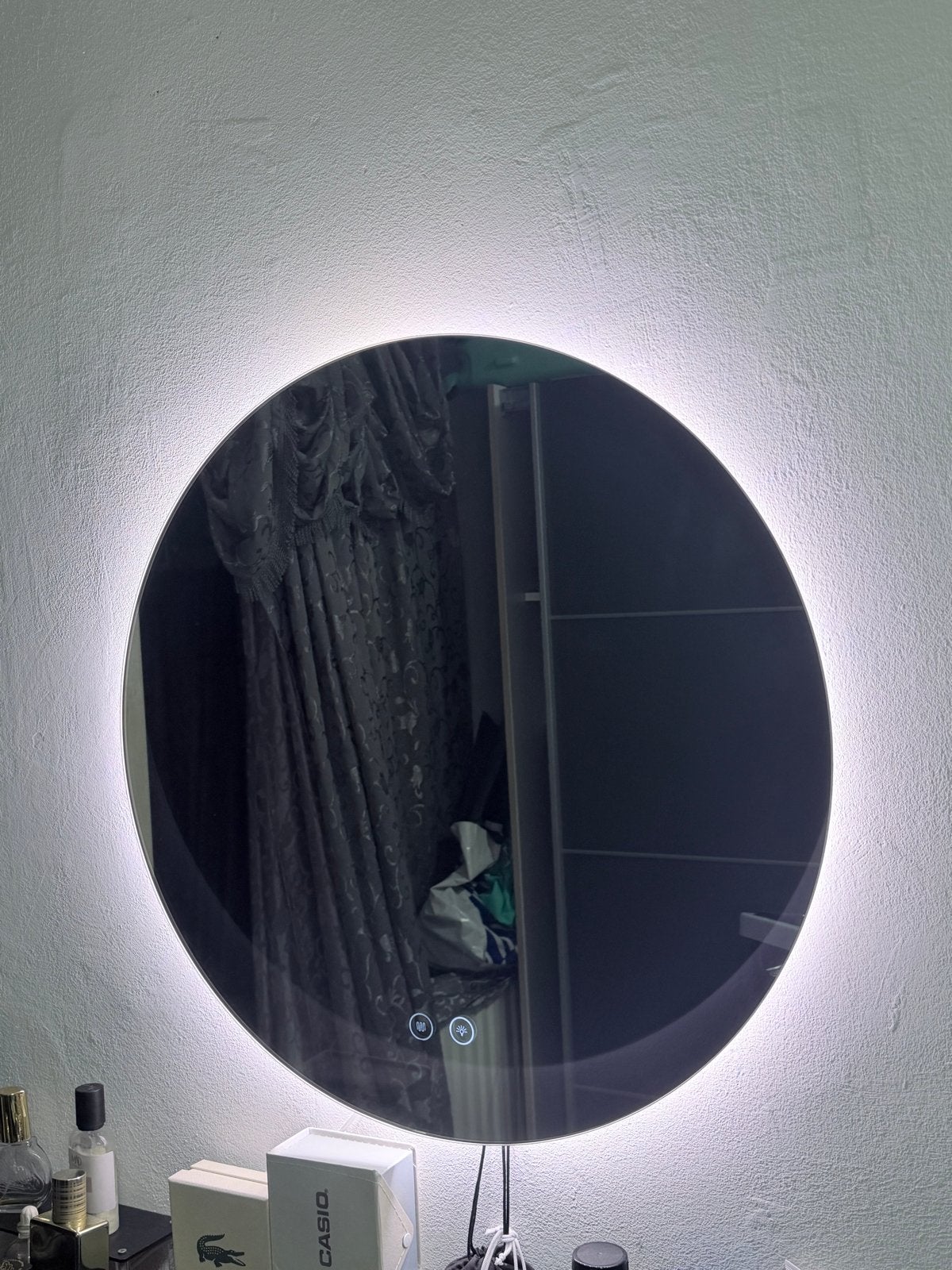 Ronde spiegel met LED verlichting en touch bediening, Ophalen of Verzenden, Nieuw, Rond, 75 tot 100 cm