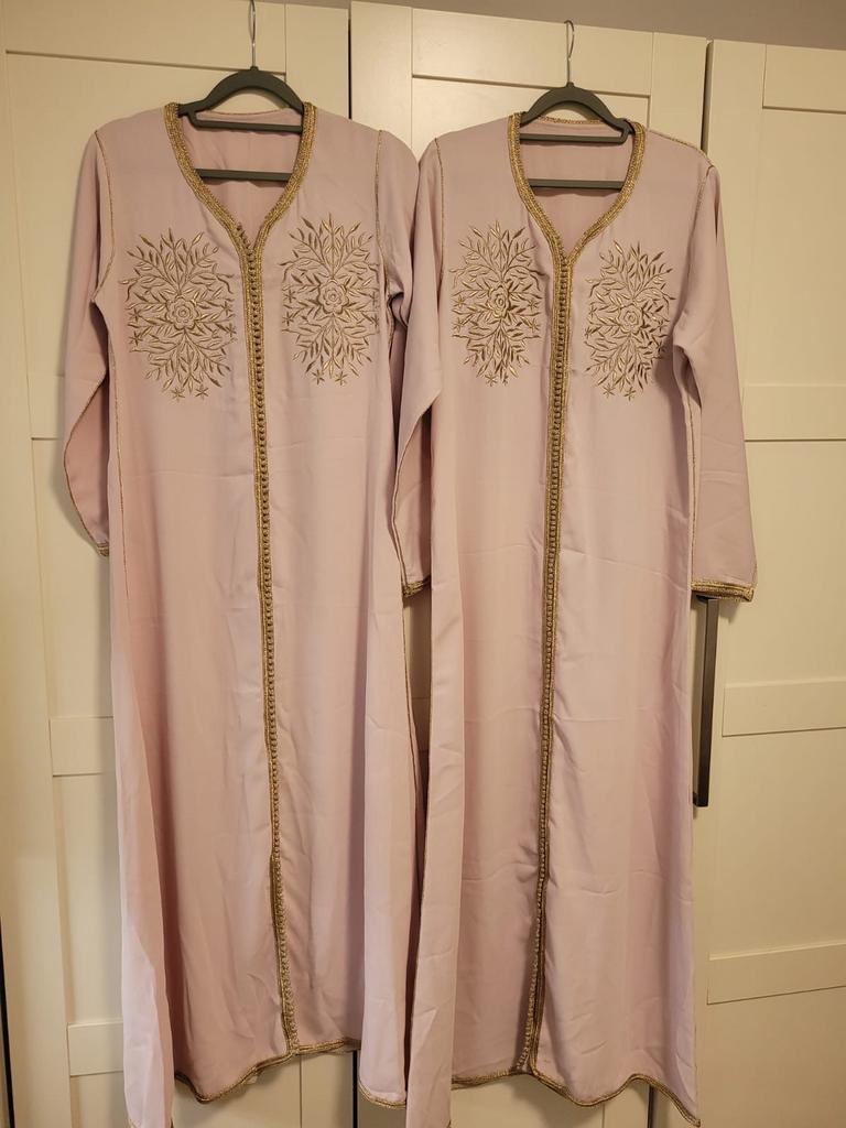 Marokkaanse kaftan, lichtroze met goud borduursel, Ophalen, Roze, Maat 36 (S), Gedragen