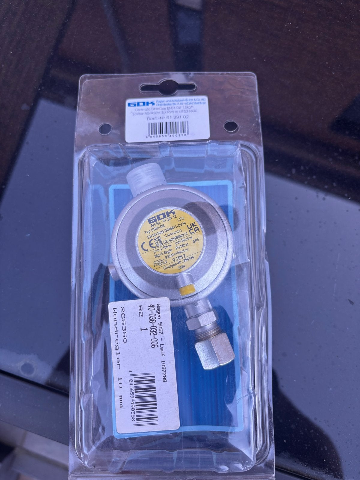 GOK Gasdrukregelaar 30 mbar 10mm slangpilaar, Caravans en Kamperen, Ophalen, Nieuw