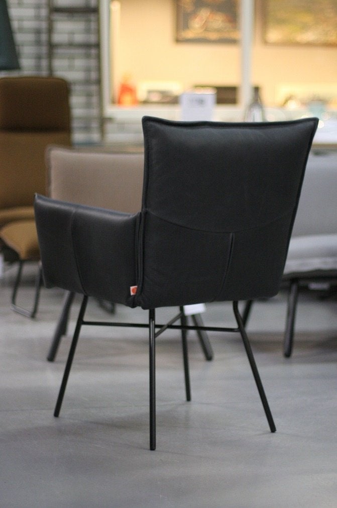 12 x luxe eetkamerstoelen SANNE Jess Design leer & stof, Ophalen, Bruin, Leer, Zo goed als nieuw
