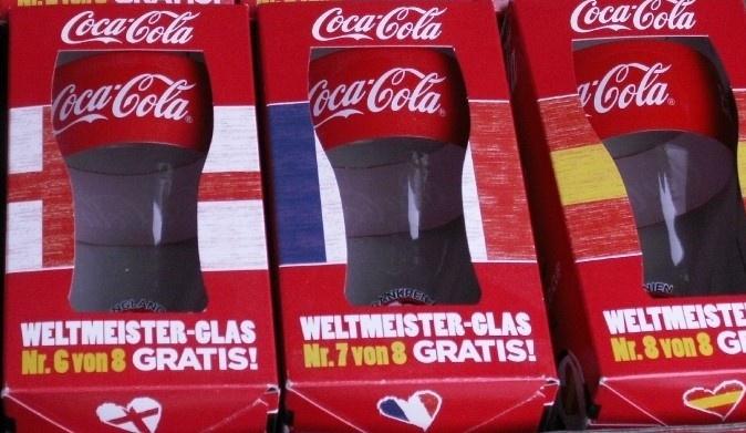 4 Duitse Coca-Cola glazen Weltmeister WK Brasil 2014 in doos, Ophalen of Verzenden, Nieuw, Bierglas