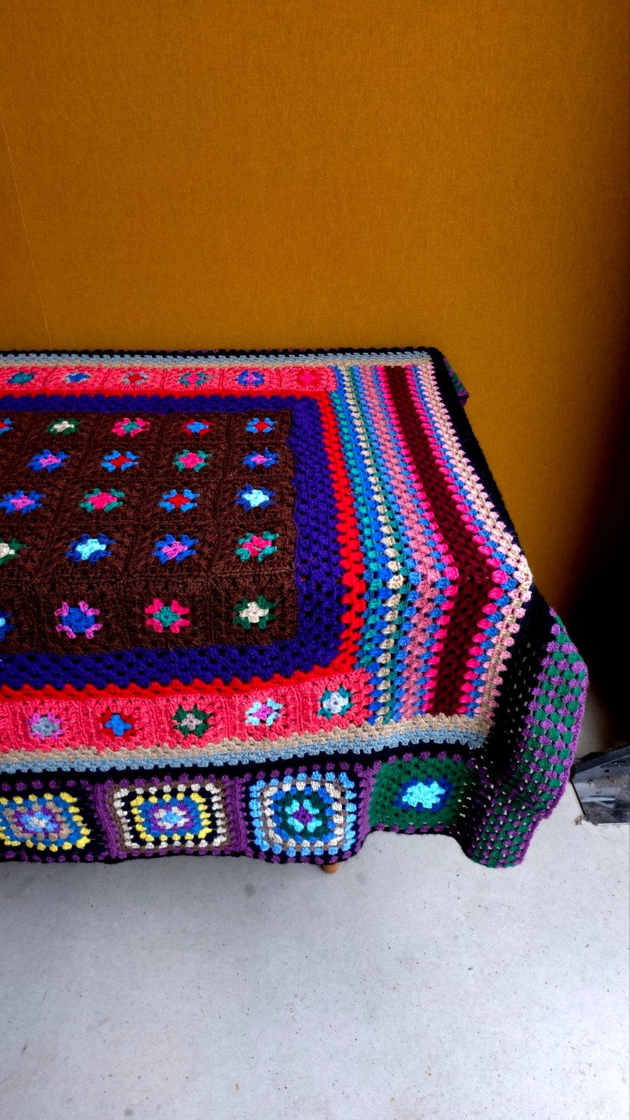 Gehaakte Sprei Jaren '70 - Vrolijke Kleuren 145x170cm, Gebruikt, Eenpersoons, Niet van toepassing, Meerkleurig