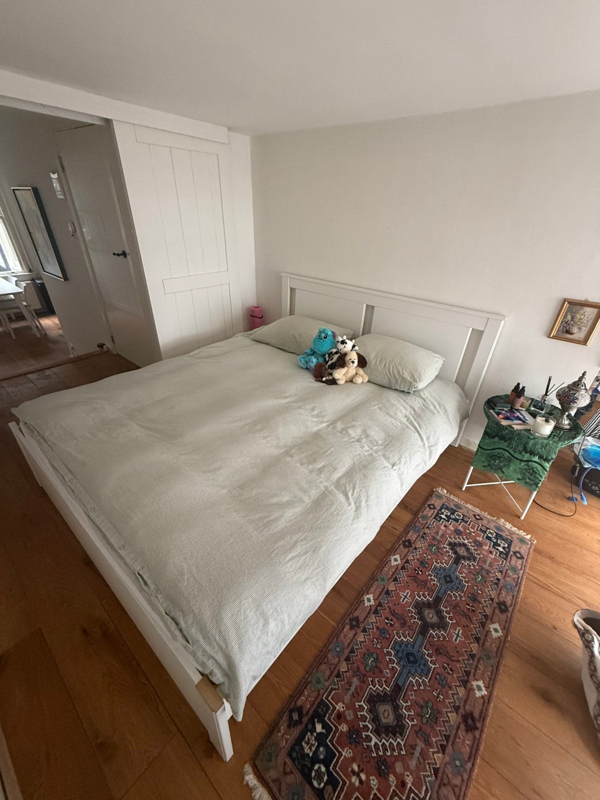 Wit bed met matras 160x200 cm, Huis en Inrichting, Slaapkamer | Complete slaapkamers, Ophalen of Verzenden, Gebruikt, Tweepersoons