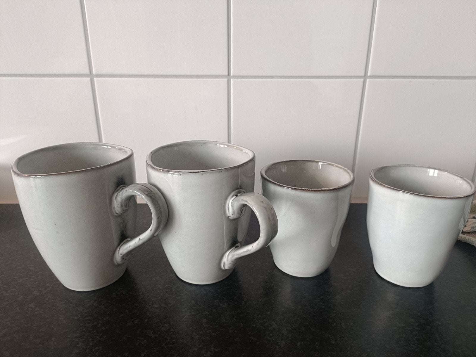 4x Ottawa Blokker Ceramics mokken/bekers blauw grijs, Ophalen, Overige typen, Zo goed als nieuw, Steen/keramiek