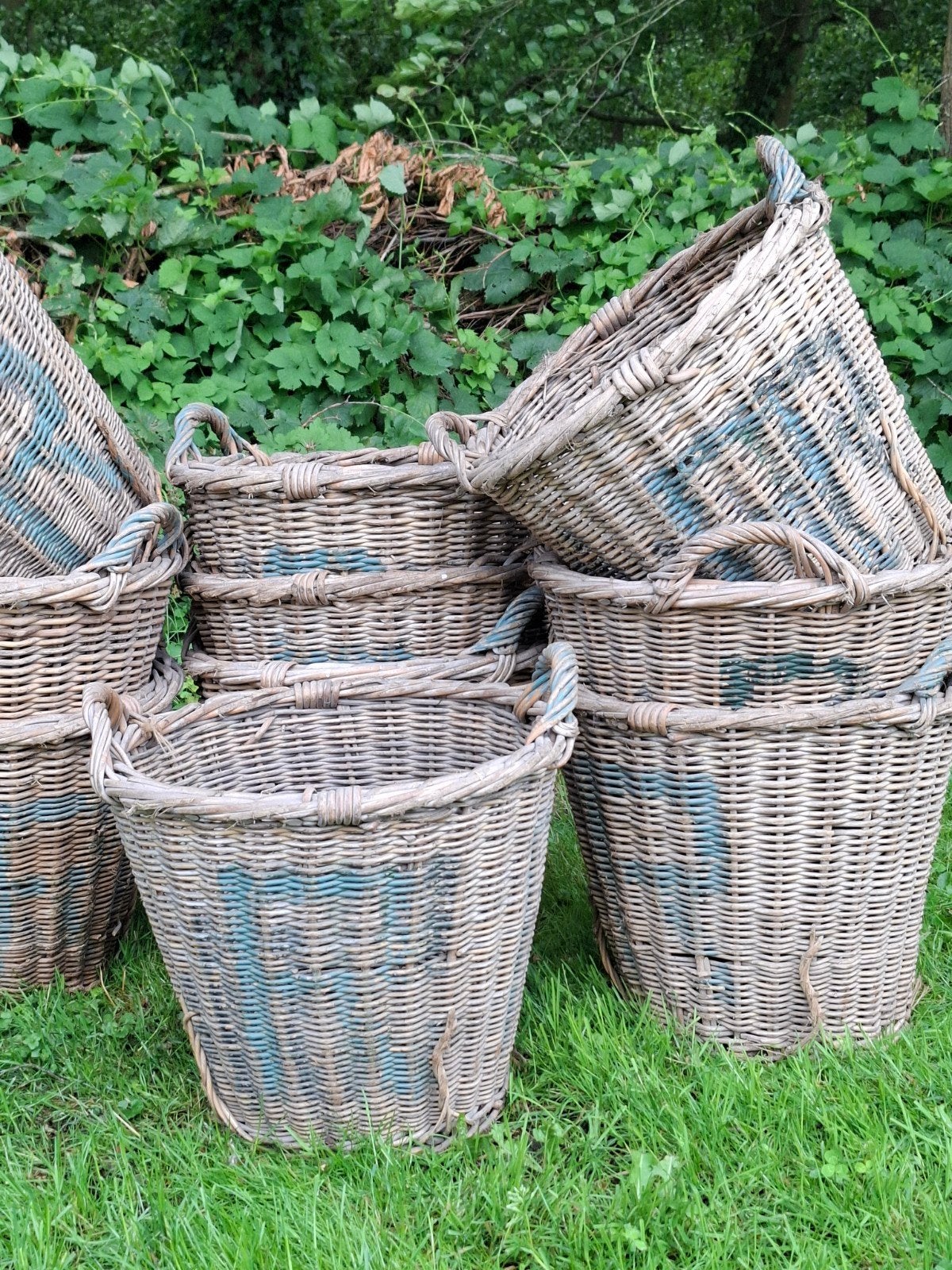 Oude rieten bollenmand bloembollenmand mand aardappels korf, Minder dan 30 cm, T, Rond, Ophalen of Verzenden