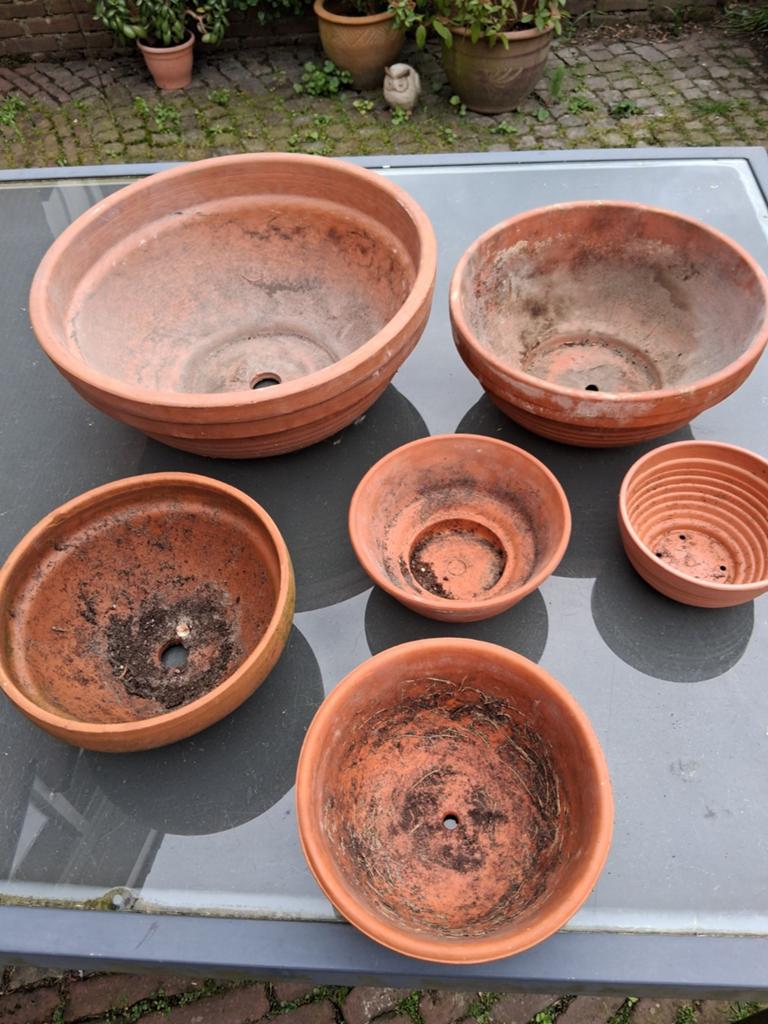 Nest van 6 ringen schalen potten, Ophalen of Verzenden, Rond, Aardewerk, Minder dan 40 cm