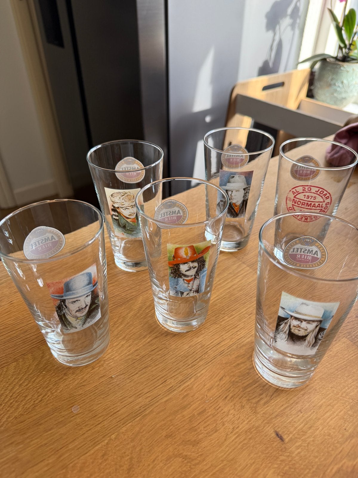 Set van 6 Bierglazen band normaal bennie jolink. Nieuwstaat, Ophalen of Verzenden