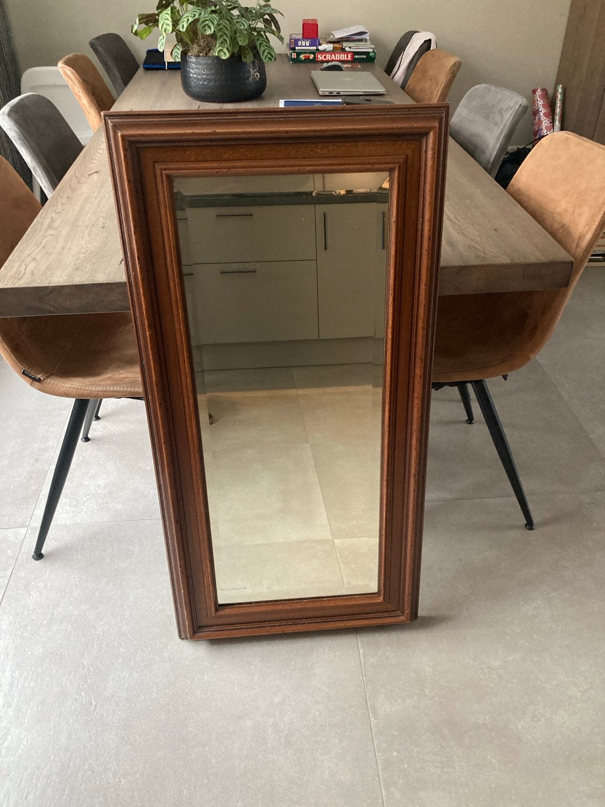 Mooie antieke spiegel 105x53 cm, Ophalen, Rechthoekig, 50 tot 100 cm, 100 tot 150 cm