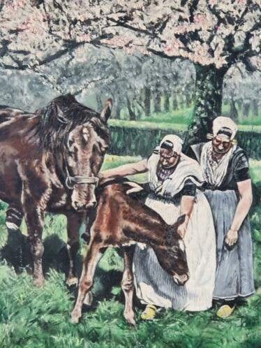 Prachtig werk I. J. L. Leeuwenstein paard veulen Zeeland, Ophalen