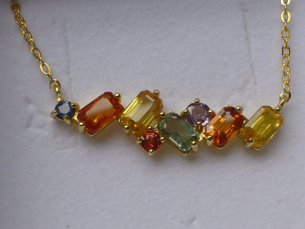 NIEUW + Certificaat Collier 18 kt Goud op Zilver Saffieren, Verzenden, Nieuw, Verstelbaar, Goud