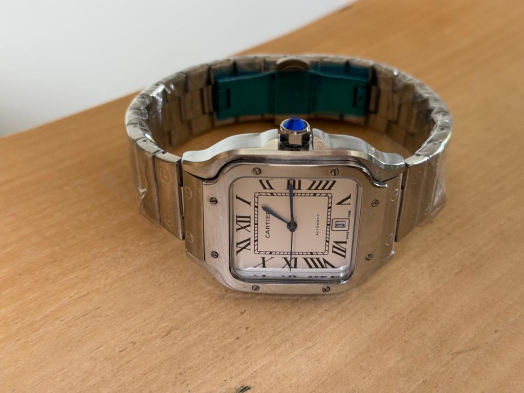 Cartier Santos 41mm Automaat, Verzenden, Zo goed als nieuw, Staal, Overige merken