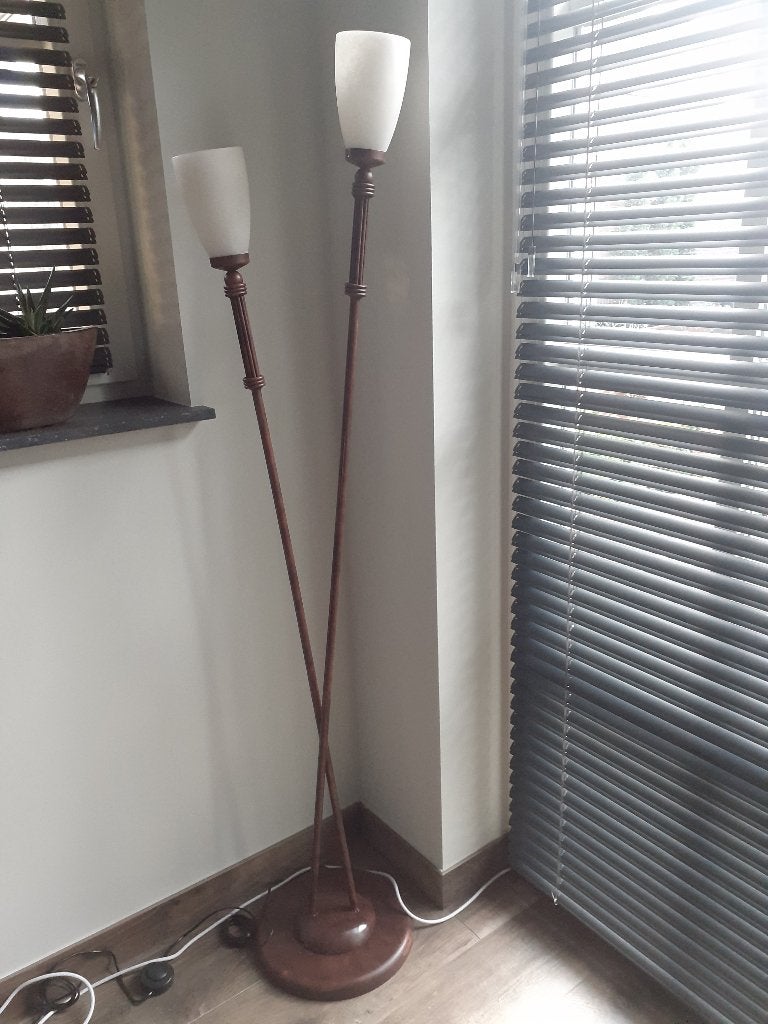 Set van 2 vloerlampen met albasten kappen, 1.86m hoog, Ophalen, Klassiek, Sfeervol, Zo goed als nieuw, 150 tot 200 cm