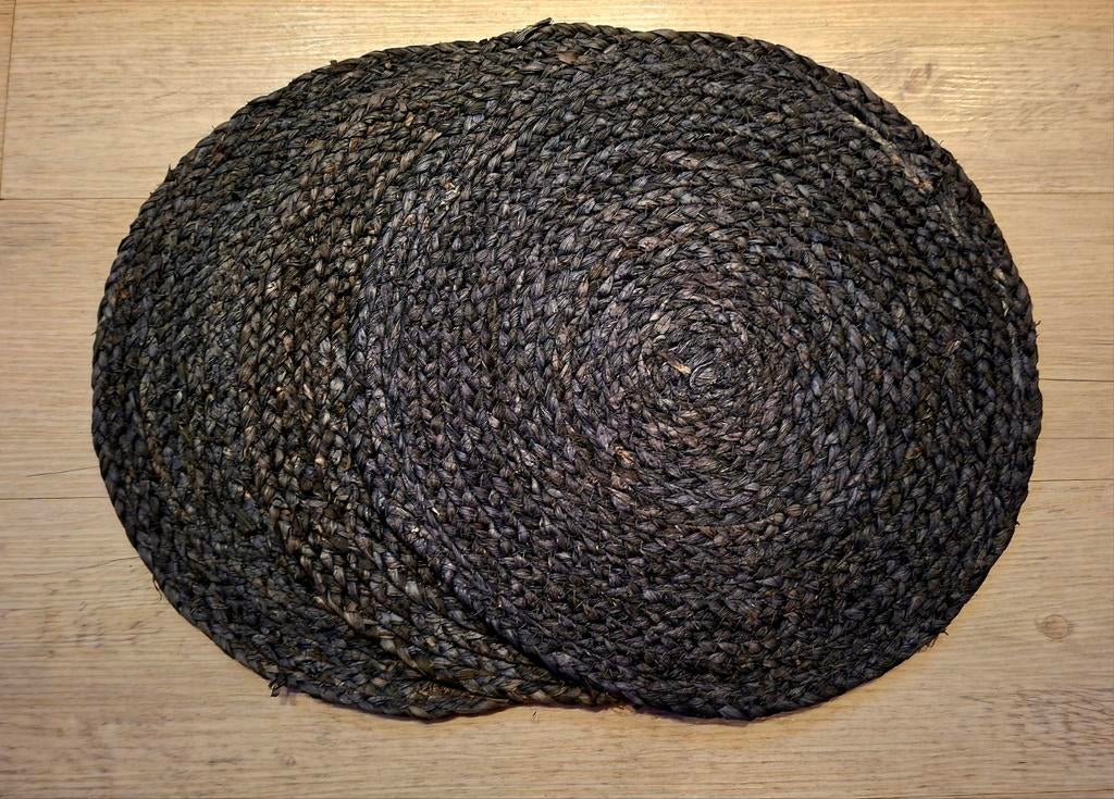 3 stuks rieten zwarte placemats, Ophalen of Verzenden, Gebruikt