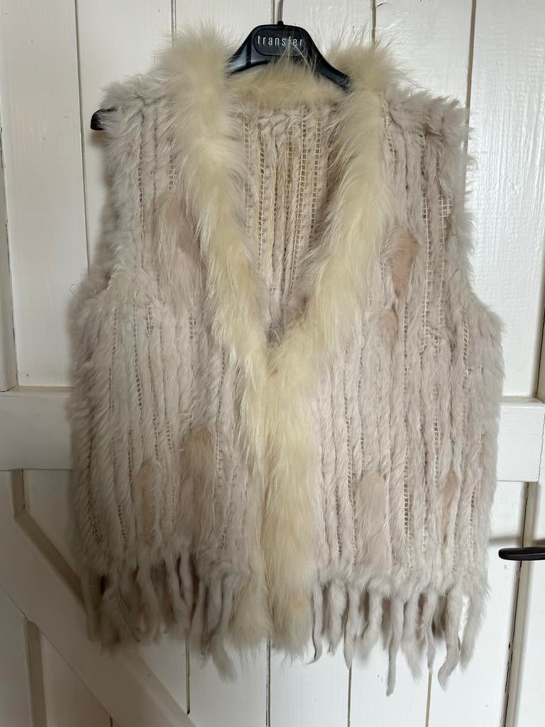 Bodywarmer van angora konijn, Ophalen of Verzenden, Gedragen, Maat 38/40 (M), Beige