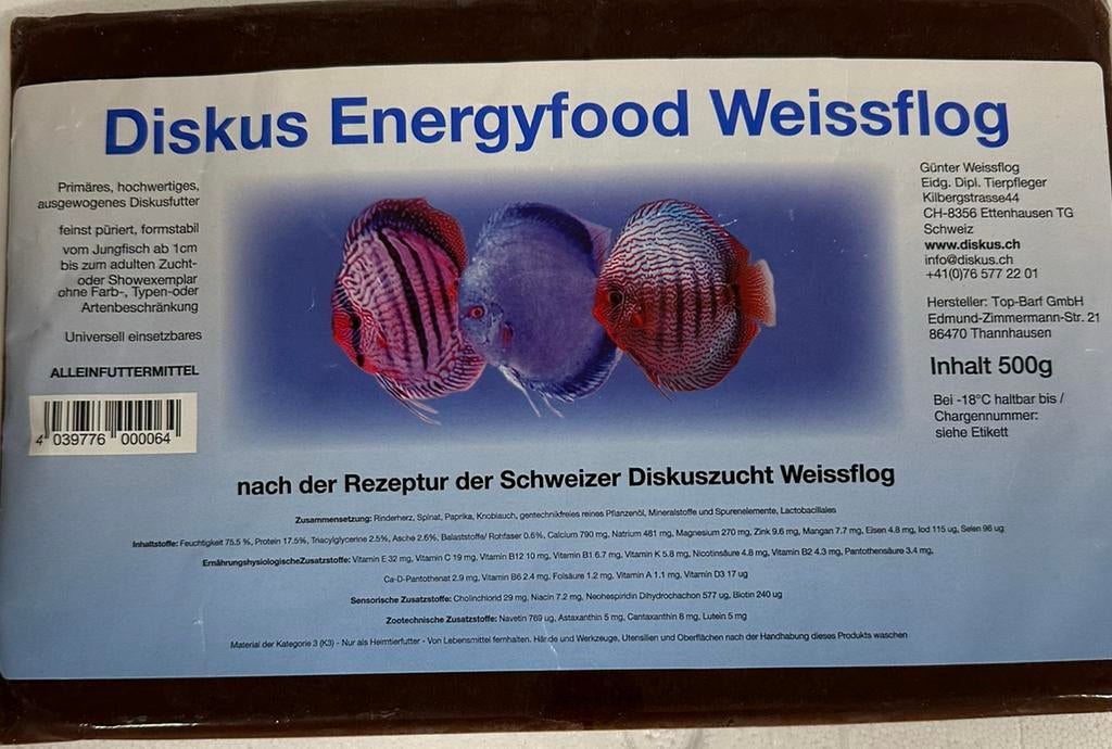 Weissflog discus diepvriesvoer 500 gram, Ophalen of Verzenden, Nieuw