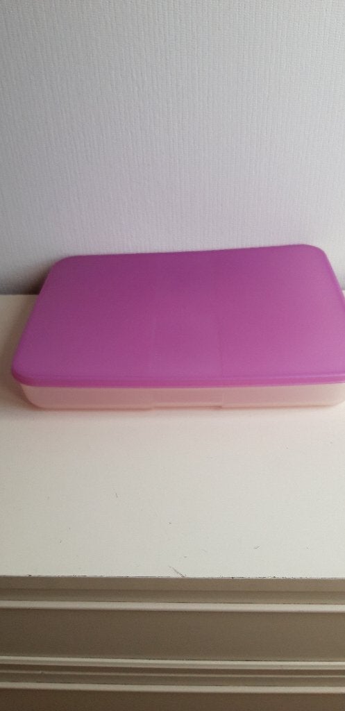 Tupperware voorraadbak met roze deksel, Ophalen of Verzenden