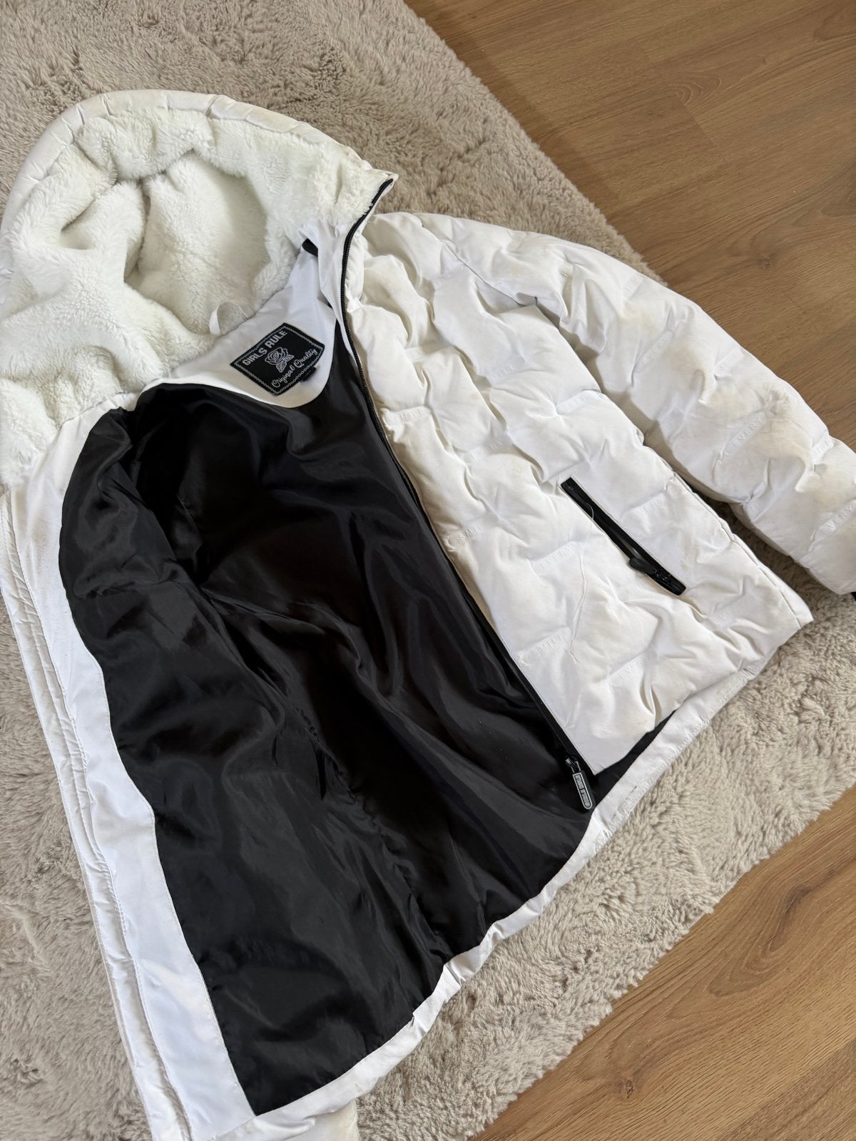 Witte winterjas met teddy voering, Ophalen, Zo goed als nieuw, Wit