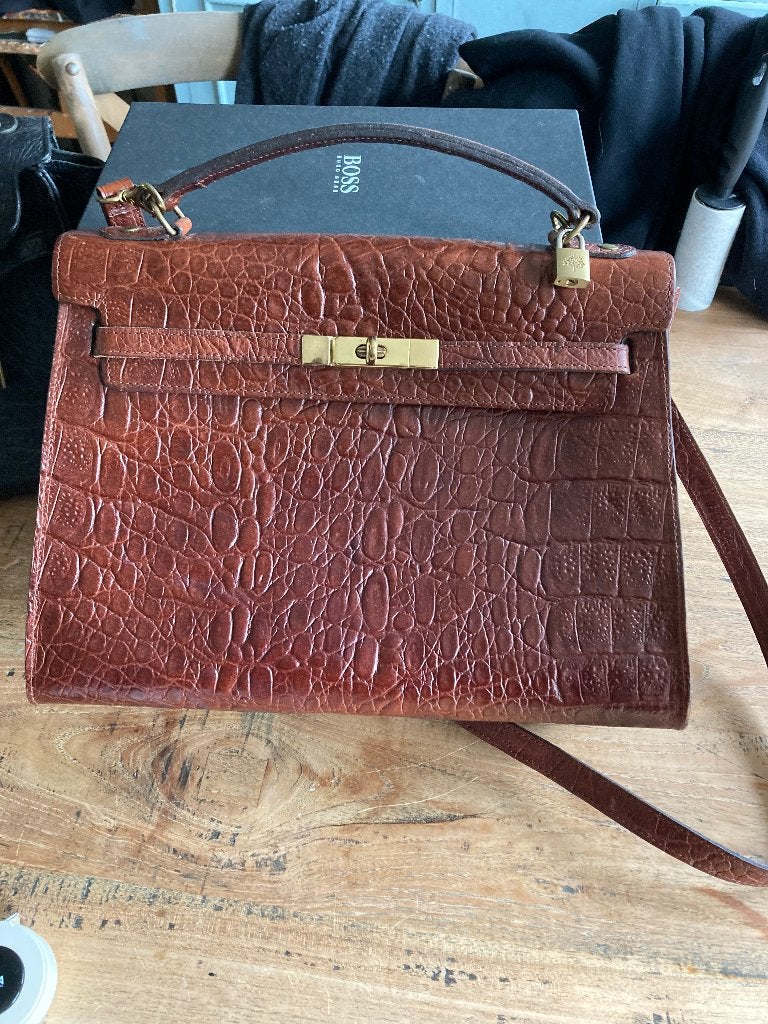 Mulberry Kelly bruine, croc embossed. Authentiek. Nieuwstaat, Bruin, Nieuw, Leer, Ophalen