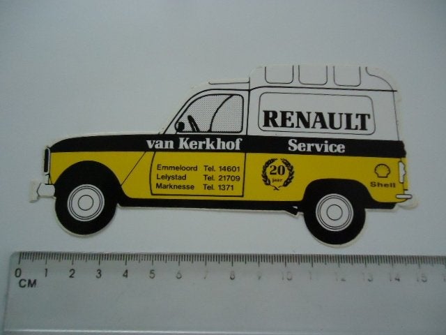 sticker oud Renault oldtimer V KERKHOF marknesse lelystad, Verzamelen, Stickers, Verzenden, Zo goed als nieuw, Bedrijf of Vereniging