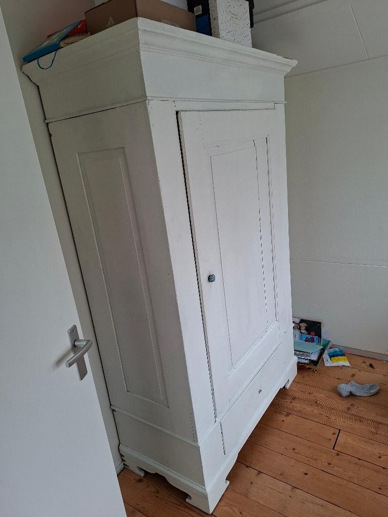 Kast wit hout brocante, Gebruikt, 100 tot 150 cm, 150 tot 200 cm, 50 tot 75 cm