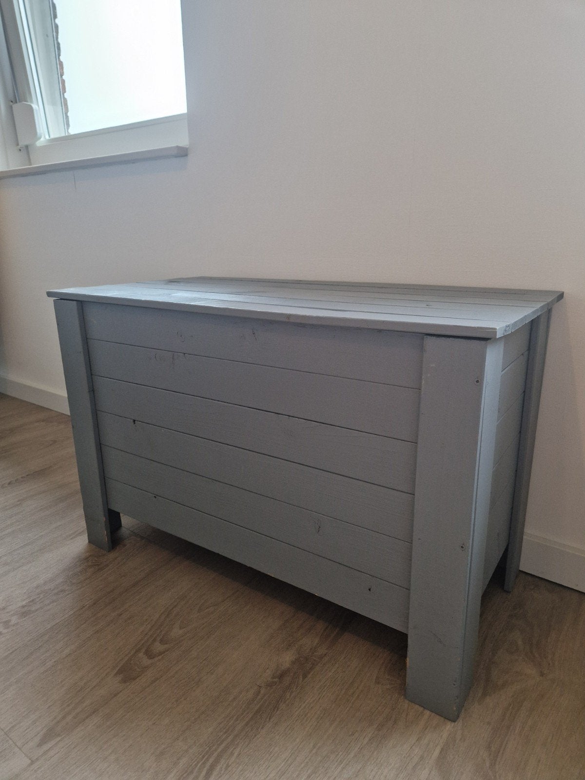 Grijze houten opbergkist - 79,5 x 40 x 51,5 cm, Ophalen, 50 – 75, Minder dan 50 cm, Gebruikt