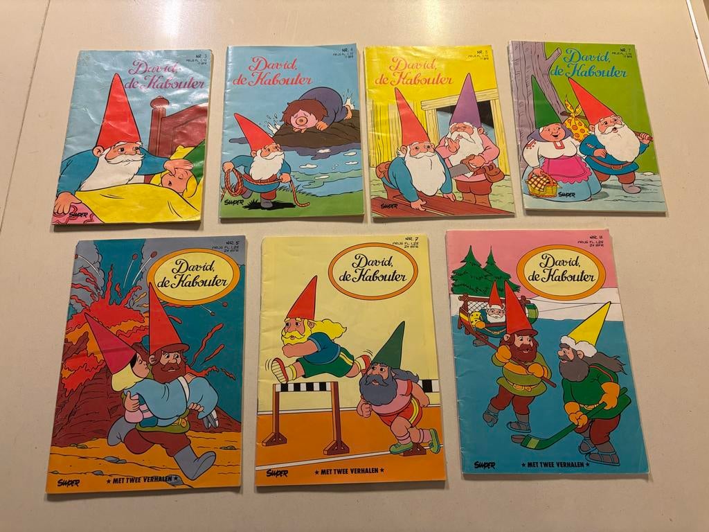 David de Kabouter stripboeken jaren 80 vintage 7 stuks!, Boeken, Meerdere stripboeken, Ophalen of Verzenden, Gelezen