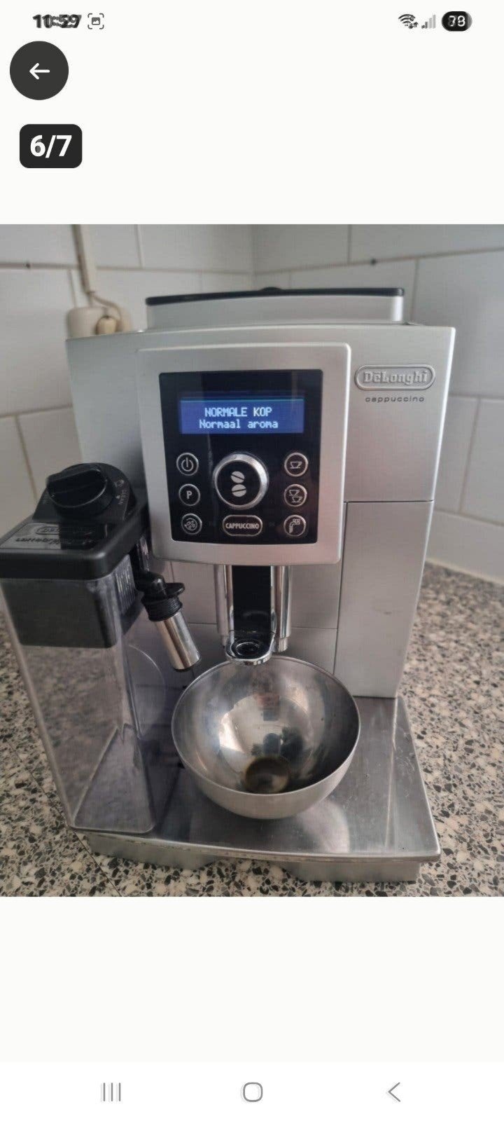 DeLonghi Cappuccino volautomatische espressomachine, Witgoed en Apparatuur, Ophalen, Espresso apparaat, Koffiebonen, Zo goed als nieuw