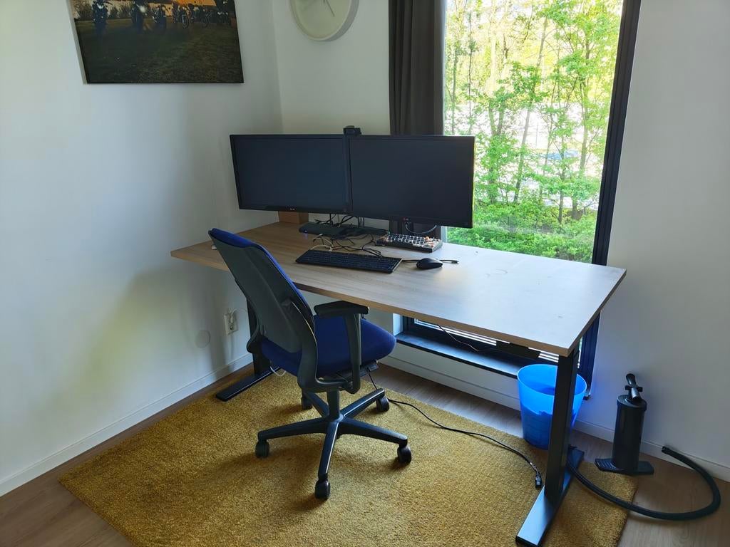 IVONO Zit-sta bureau, elektr. verstelbaar, Ophalen, Zit-sta bureau, Hout, 180 cm