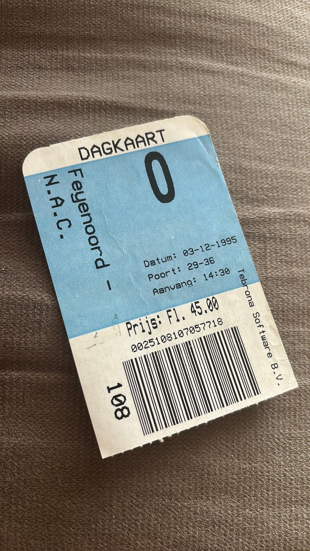 Oud stadionticket Feyenoord nac 1995, Verzamelen, Ophalen of Verzenden, Zo goed als nieuw