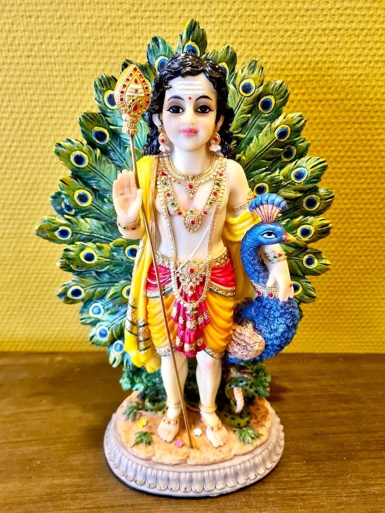 KARTIKEYA BEELD MET PAUW 29 CM, Verzamelen, Beelden en Beeldjes, Ophalen of Verzenden, Nieuw, Religie