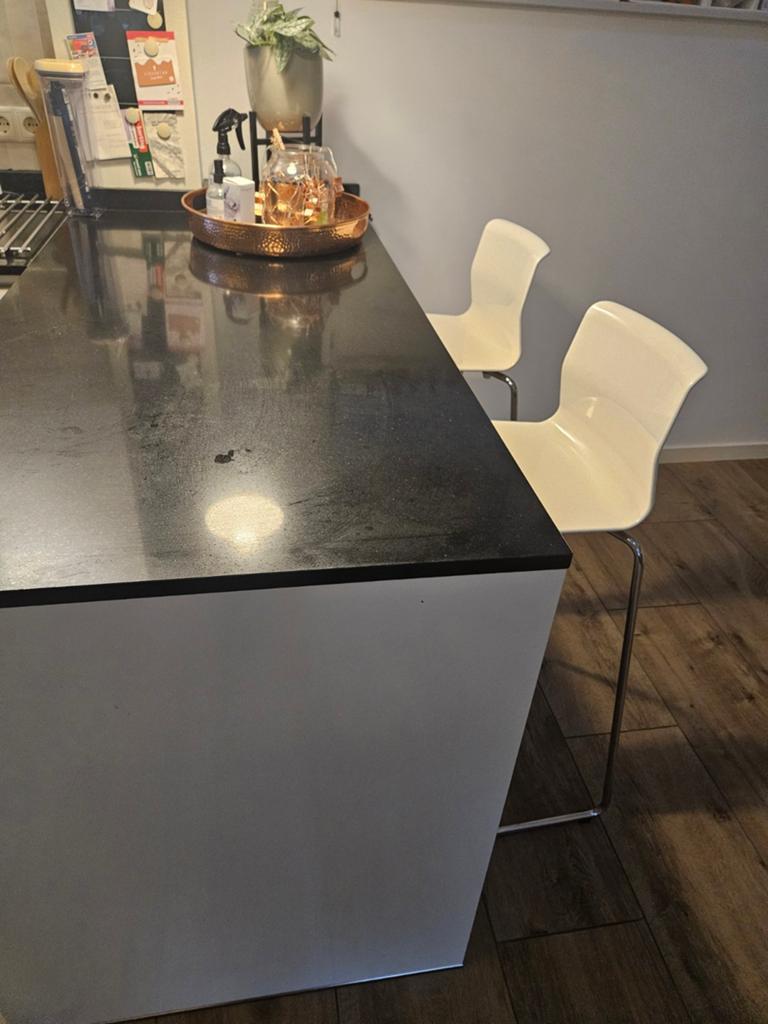 2x IKEA Glenn barkrukken wit/chroom, Huis en Inrichting, Barkrukken, Ophalen, Gebruikt, Met voetsteun, 60 tot 90 cm