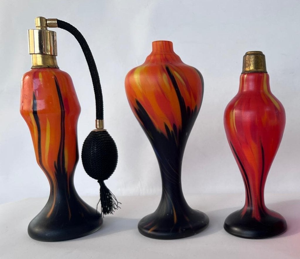 3 oude parfumverstuivers / Boheems Kralik, Antiek en Kunst, Ophalen of Verzenden