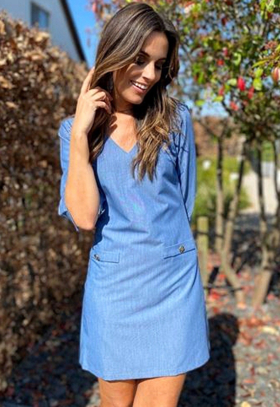 Prachtige CTN Denim-Look Jurk met V-hals NIEUW met Kaartje!, Blauw, Maat 46/48 (XL) of groter, Nieuw, Ophalen of Verzenden