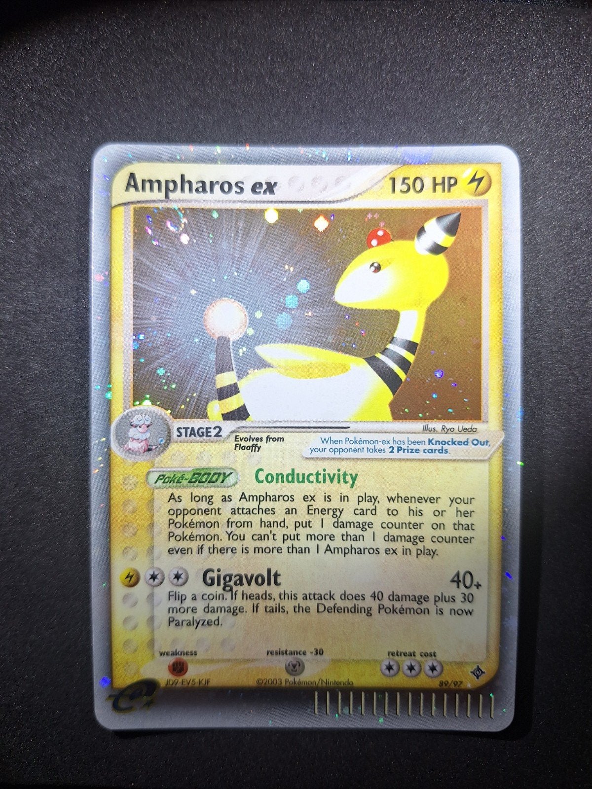 Ampharos ex 89/97 EX Dragon met swirl, Ophalen of Verzenden, Zo goed als nieuw, Losse kaart, Foil
