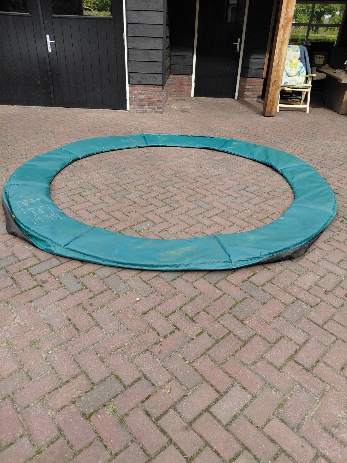 Groen trampoline randkussen 310 cm, Ophalen, Gebruikt