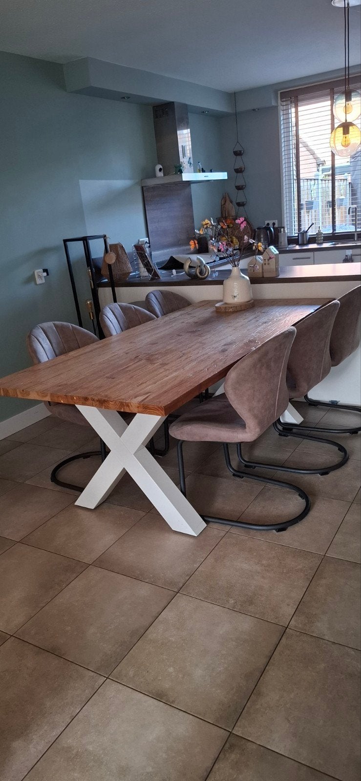 Eettafel magohout 6 peronen, Huis en Inrichting, Tafels | Eettafels, Ophalen, Rechthoekig, 200 cm of meer, 50 tot 100 cm