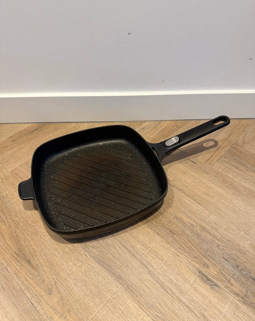 Gebruik zwart Berghoff grill pan koekenpan 29cm handvat los, Ophalen of Verzenden, Gebruikt, Rvs, Koekenpan