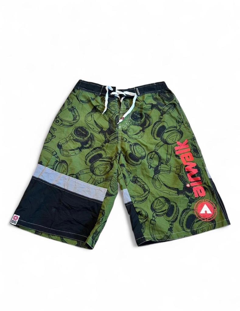Airwalk Headphones Print Zwemshort Maat L Y2K, Ophalen of Verzenden, Maat 52/54 (L), Groen, Zwemshort