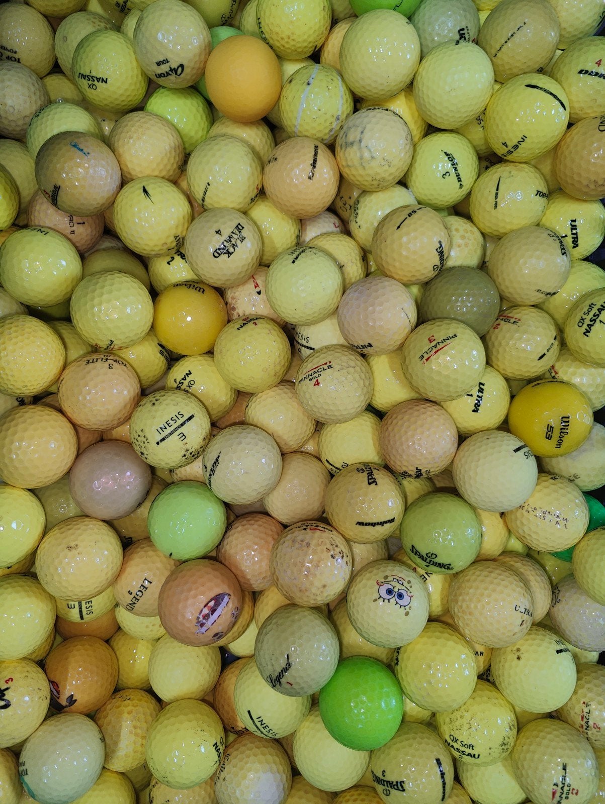 Gele golfballen mix 100 stuks, Ophalen of Verzenden, Bal(len)