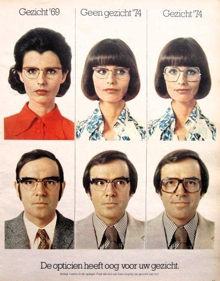 5 vintage advertenties reclames brillen 1957-98 opticien, Ophalen of Verzenden, Gebruikt, Overige typen