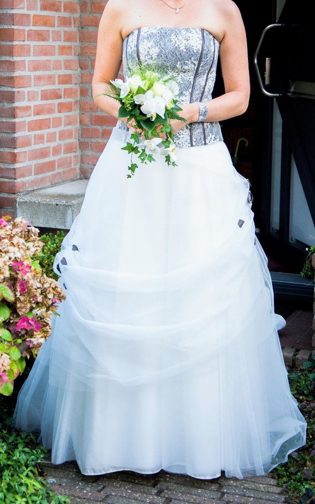 Trouwjurk (maat M), Kleding | Dames, Ophalen, Trouwjurk, Wit, Zo goed als nieuw